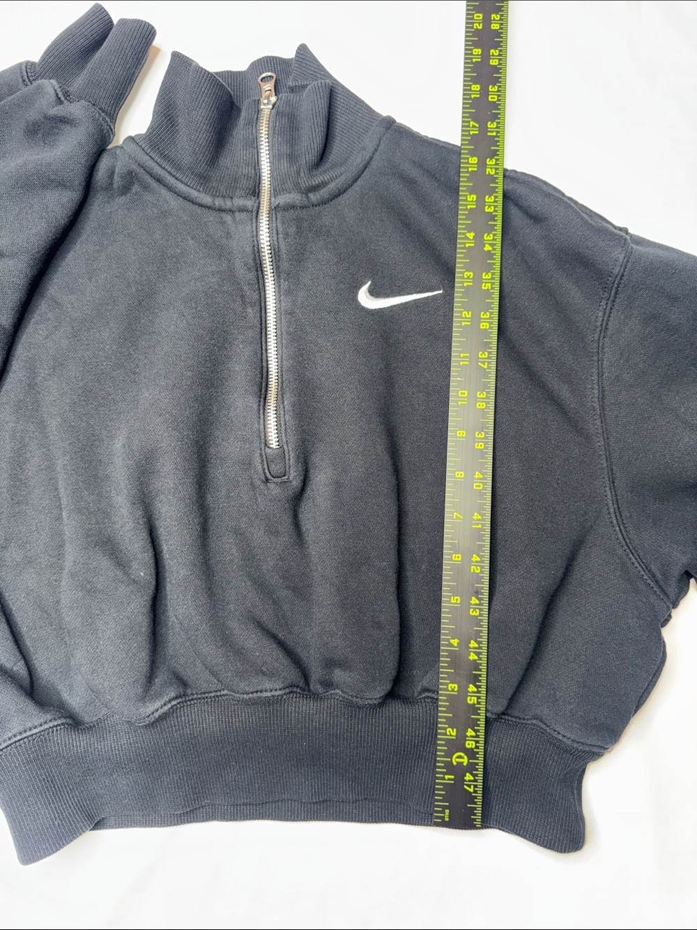 Nike Womens Quarter Zip Fleece Pullover XS Black Mini Swoosh Cozy Casual - Picture 4 of 5